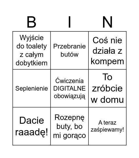 Dianka Bingo Card