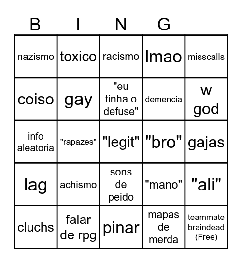 R6 bingo Card