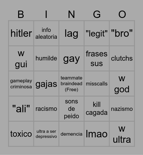 R6 bingo Card