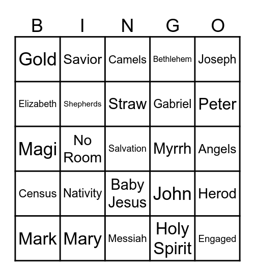 Holt's Christmas Bingo Card