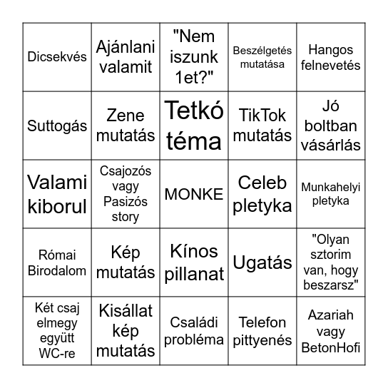 Közösségi BINGO Card
