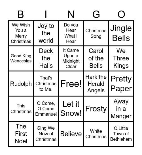 Jingle Bell Bingo Card
