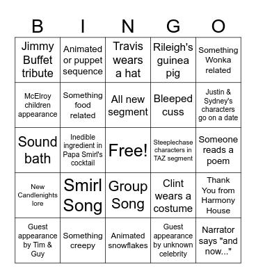 Candlelights BINGO Card