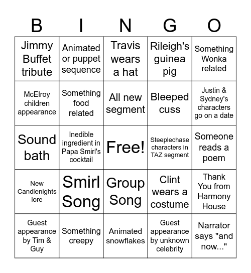 Candlelights BINGO Card