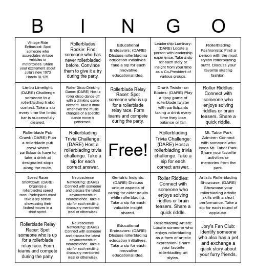 Julia's B-Day Bingo! (Powered by ChatGPT) Bingo Card