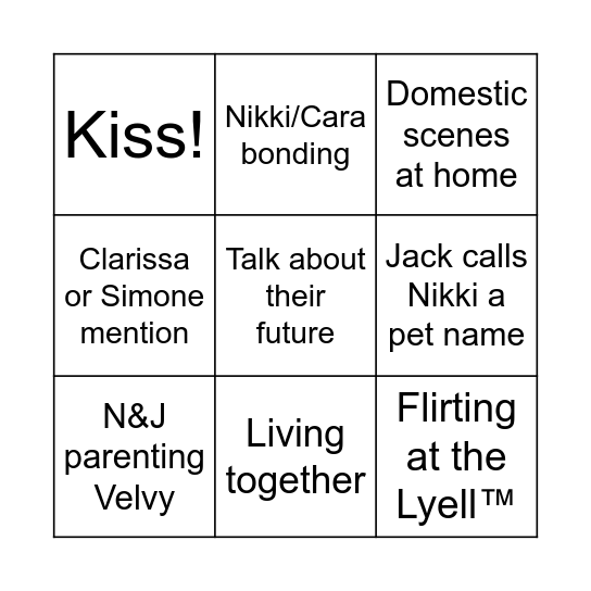 S27 Wishlist Bingo Card