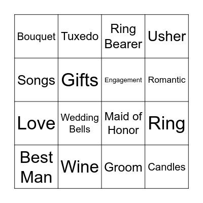 Wedding Shower Bingo Card