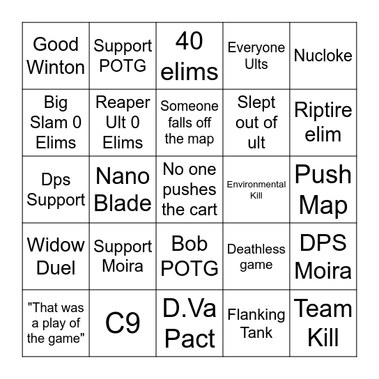 Overwatch 2 Ranked Bingo Card