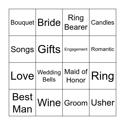 Wedding Shower Bingo Card