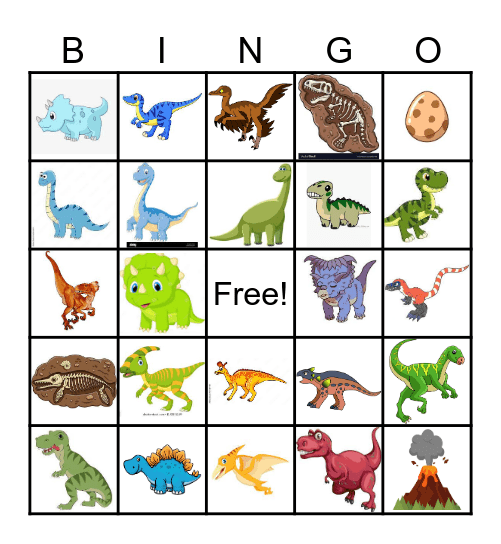 Dinosaur Bingo Card