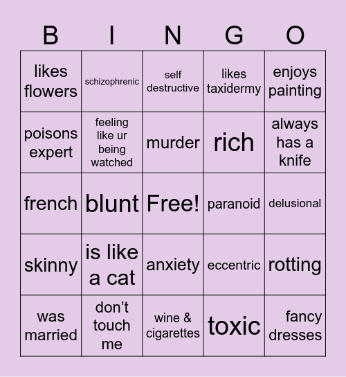 sophia Bingo Card