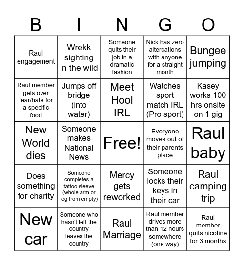 Raul 2024 Bingo Card