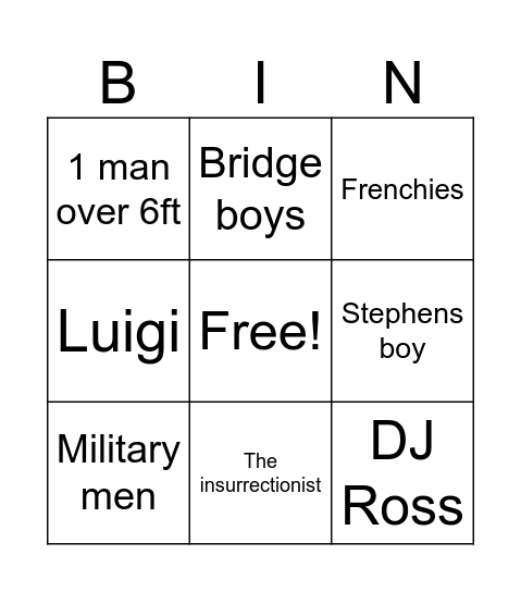 Hillcrest Bingo Card