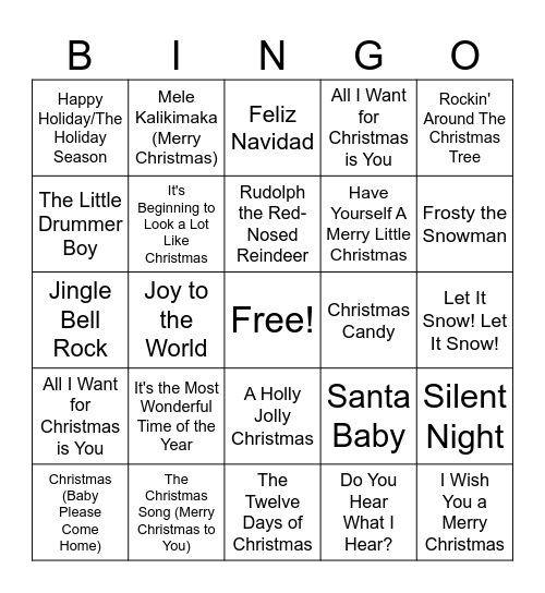 Christmas Bingo Card