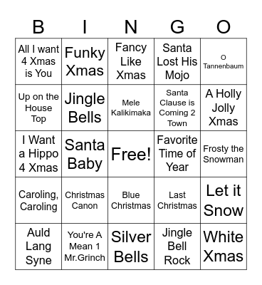 Xmas Bingo Singing Bingo Card