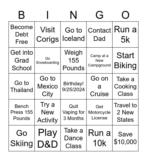 Marty’s 2024 Bingo Card Bingo Card