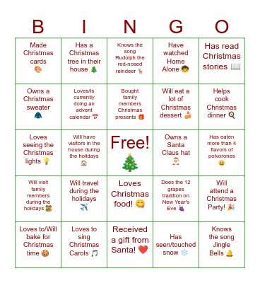 Christmas and Holidays Bingo! Bingo Card