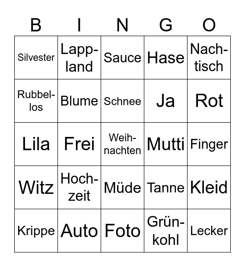 Putenessen Bingo Card