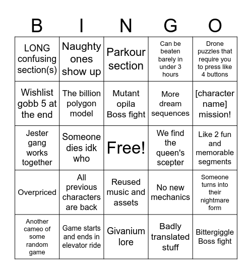 Gobb 6 bingo Card