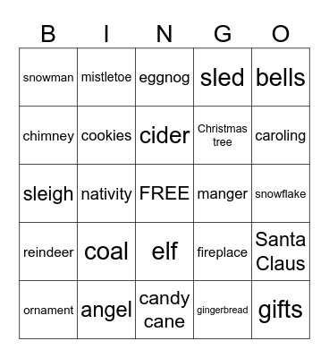 Christmas Bingo Card