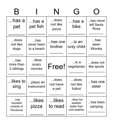 Find Someone Who BINGO Card