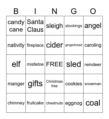Christmas Bingo Card