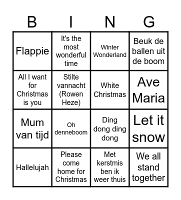 Kerst Bingo Card