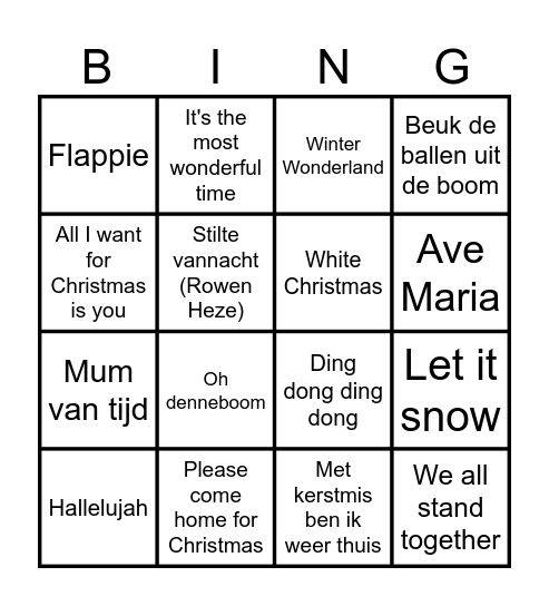 Kerst Bingo Card