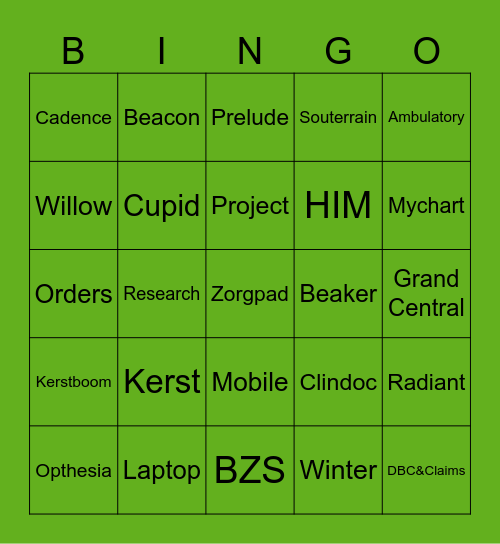 BZS kerst bingo Card