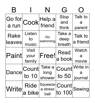 Coping Bingo Card