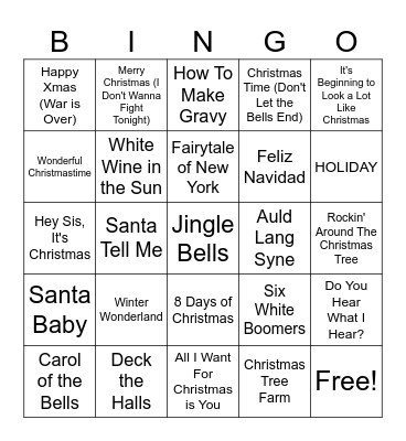 Merry Christmas Bingo Card