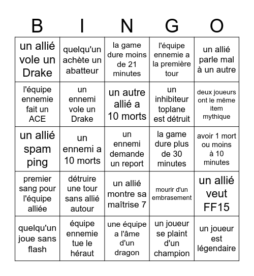 BINGO LOL DE YOONNS ! Bingo Card