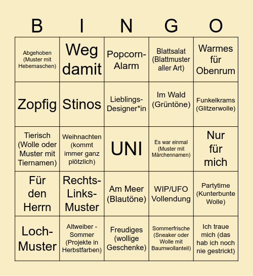 Bingo bei Frau Odersocke Bingo Card