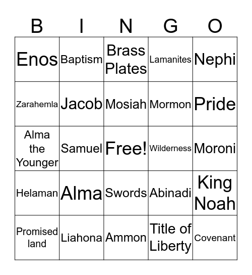 Book of Mormon  bingo  Bingo Card