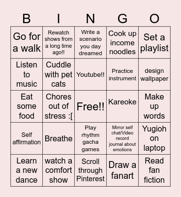 Stress killer bingo Card