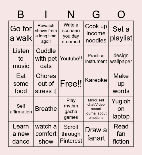 Stress killer bingo Card