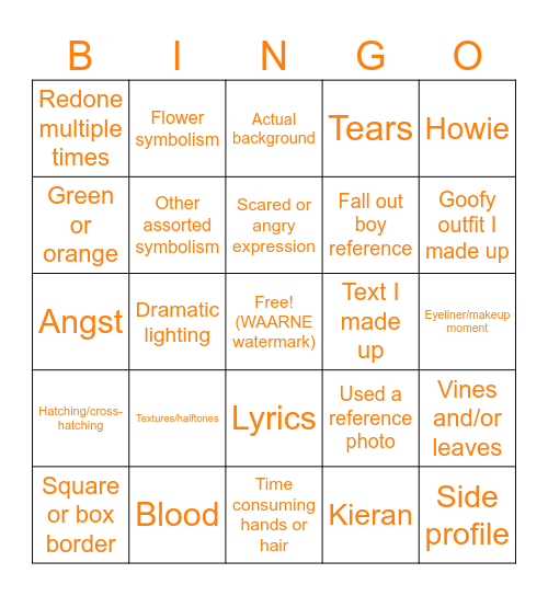 WAARNE Illustration happenings Bingo Card