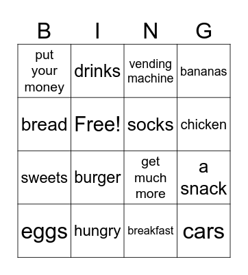 Fantastic food LOOK 2 U7 L3 Bingo Card