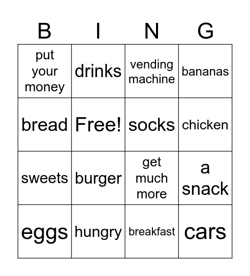 Fantastic food LOOK 2 U7 L3 Bingo Card