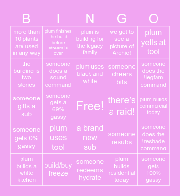 PLUMBABUILDBINGO Card