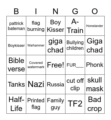 Anti-fur bingo Card