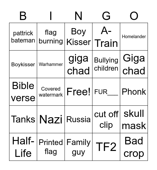 Anti-fur bingo Card