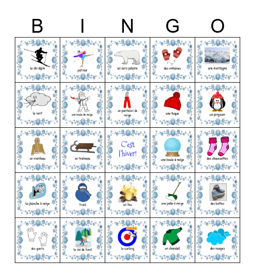 C'est l'hiver 1 Bingo Card