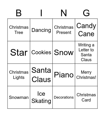 Charlie Brown Christmas Bingo Card