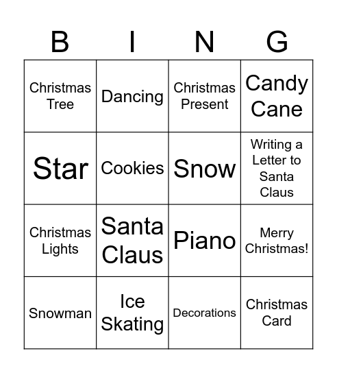 Charlie Brown Christmas Bingo Card