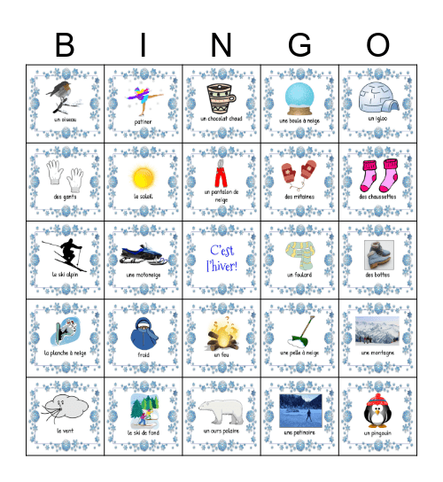 C'est l'hiver 2 Bingo Card