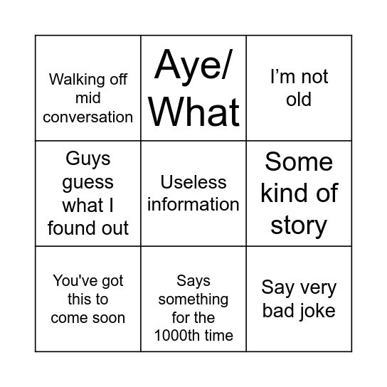 Dad bingo Card