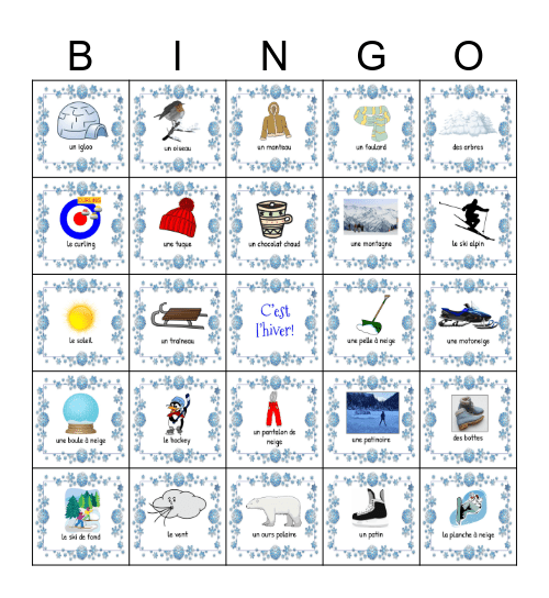 C'est l'hiver 3 Bingo Card