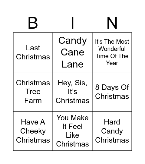 It's Christmas #BingoHun Bingo Card