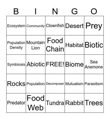 Interactions of Life Bingo Card